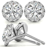 Round Martini Halo Moissanite Stud Earrings