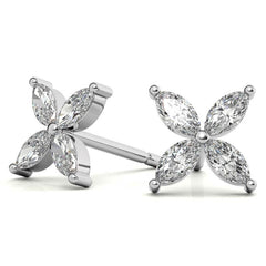 Marquise cut Moissanite Stud Earrings