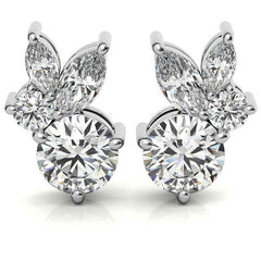 0.77tcw Round and Marquise Accented Moissanite Stud Earrings