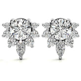 Lotus Style Round Moissanite Stud Earrings
