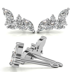 Marquise and Round Moissanite Stud Earrings