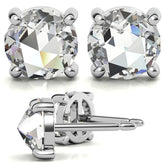 Round Rose Cut Moissanite Earring Studs