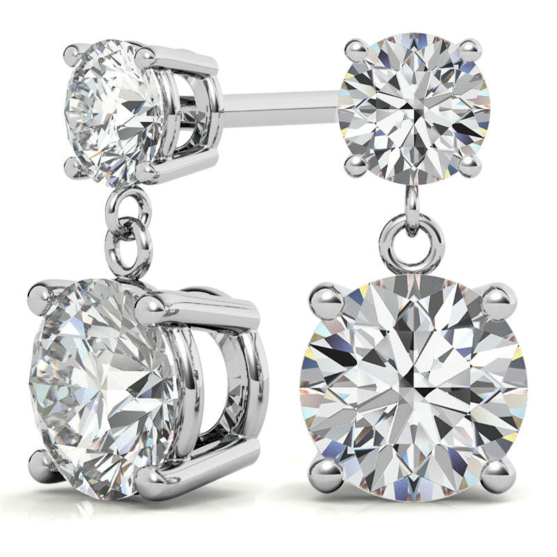 Round Basket Moissanite Drop Earrings