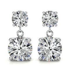 Round Basket Moissanite Drop Earrings