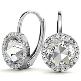 Rose Halo Moissanite Leverback Earrings