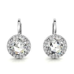 Rose Halo Moissanite Leverback Earrings