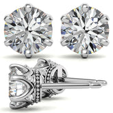 6-Prong Round Moissanite Crown Stud Earrings