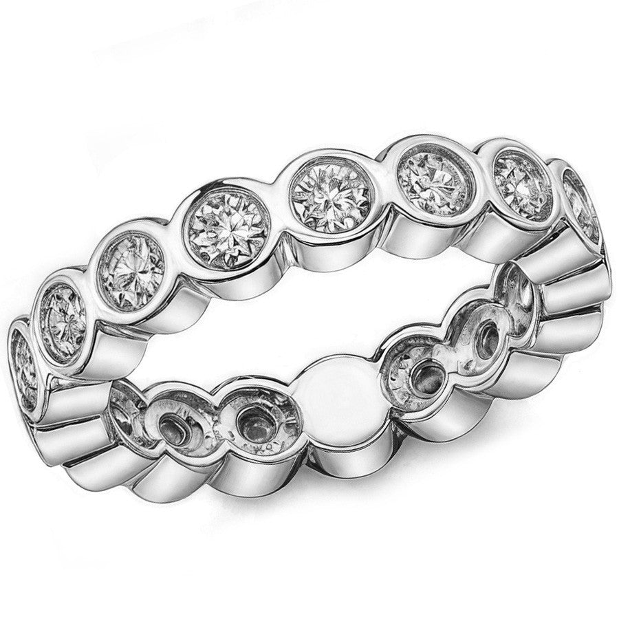 3.0mm Moissanite Round Bezel Eternity Ring