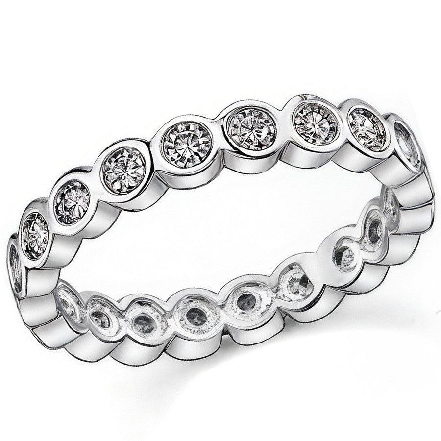 2mm Moissanite Round Bezel Eternity Ring