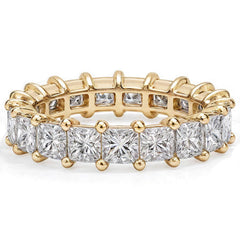 3.0mm Princess cut Moissanite Shared Prong Eternity Ring