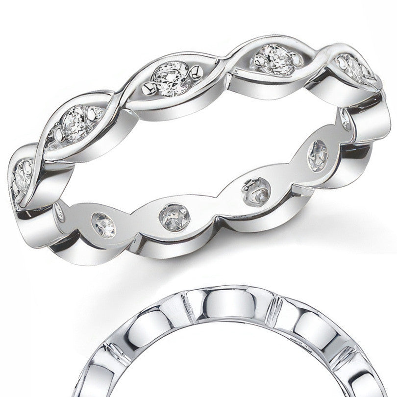 2.25mm Round Brilliant Moissanite Figure-8 Eternity Ring