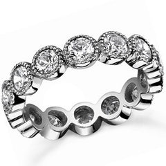 Milgrain Bezel Round Brilliant Moissanite Eternity Ring