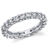 3mm Round Brilliant Moissanite Shared Prong Trellis Eternity Ring