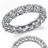 4.5mm Round Brilliant Moissanite Shared Prong Trellis Eternity Ring