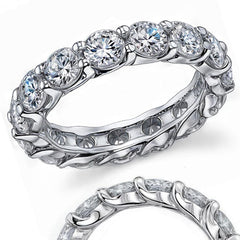4.5mm Round Brilliant Moissanite Shared Prong Trellis Eternity Ring