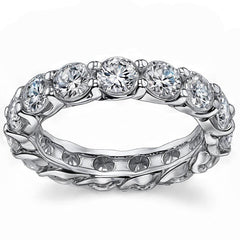 4.5mm Round Brilliant Moissanite Shared Prong Trellis Eternity Ring