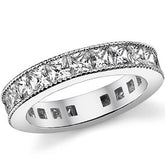 Princess cut Moissanite Channel Set Milgrain Eternity Ring