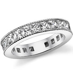 Princess cut Moissanite Channel Set Milgrain Eternity Ring