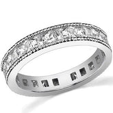 Princess cut Moissanite Channel Set Milgrain Eternity Ring