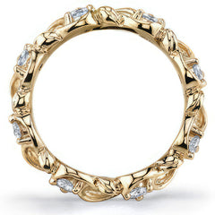 Round Moissanite Floral Leaf Style Eternity Ring