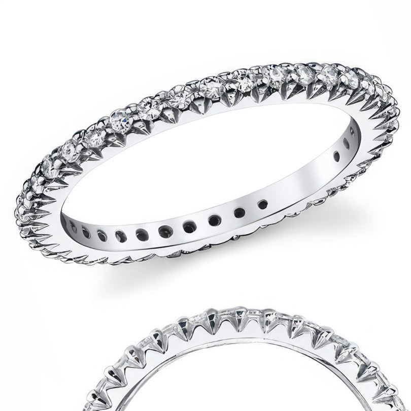 Round Brilliant Moissanite Shared Prong Eternity Ring (1.3mm)
