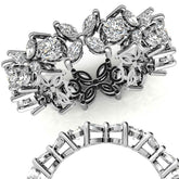 Round and Marquise Moissanite Eternity Ring