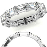 5x3mm Emerald Shared Prong Moissanite Eternity Ring