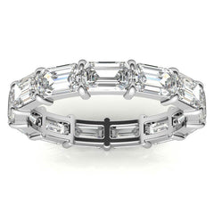5x3mm Emerald Shared Prong Moissanite Eternity Ring