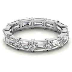 5x3mm Emerald Shared Prong Moissanite Eternity Ring