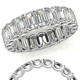 5x3mm U-Prong Emerald Moissanite Eternity Ring