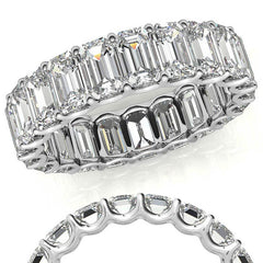 5x3mm U-Prong Emerald Moissanite Eternity Ring