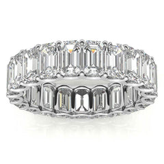 5x3mm U-Prong Emerald Moissanite Eternity Ring