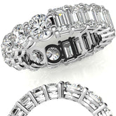 Round and Emerald Moissanite Duo Eternity Ring - 5.5mm