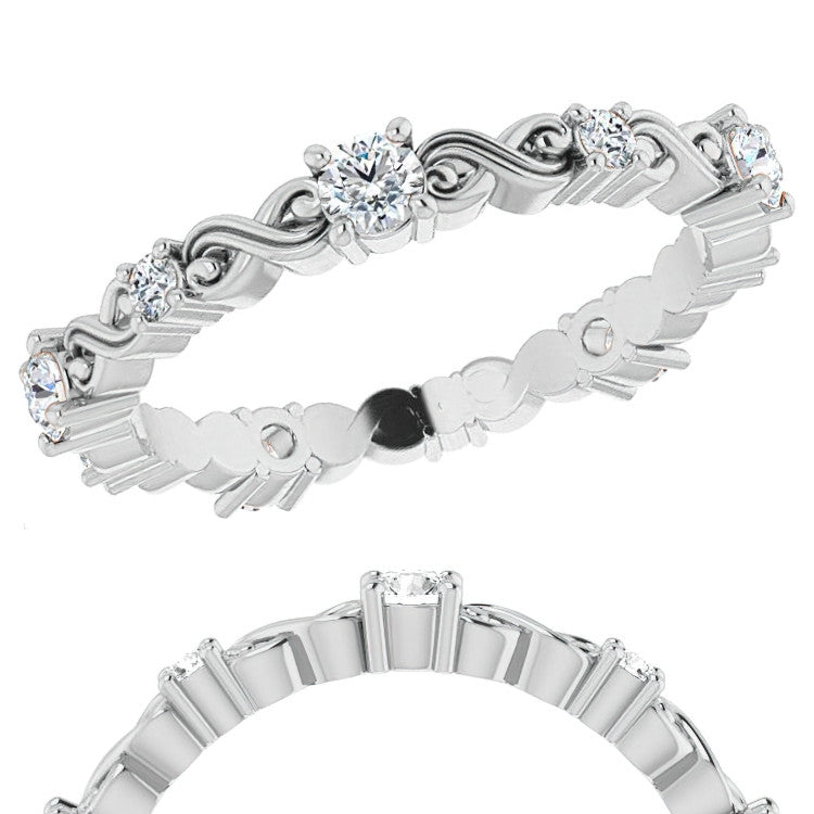 2.5mm Infinity Inspired Round Brilliant Moissanite Eternity Ring