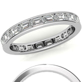 3x2mm Emerald Moissanite Channel Set Eternity Band