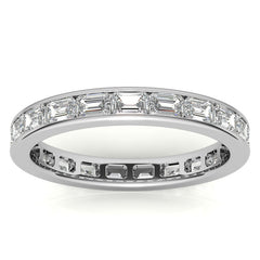 3x2mm Emerald Moissanite Channel Set Eternity Band