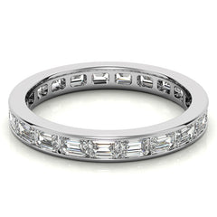 3x2mm Emerald Moissanite Channel Set Eternity Band