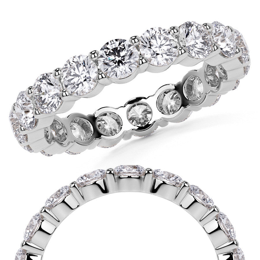 Round Brilliant Shared Prong Moissanite Eternity Ring 2.2ct - 2.8ct