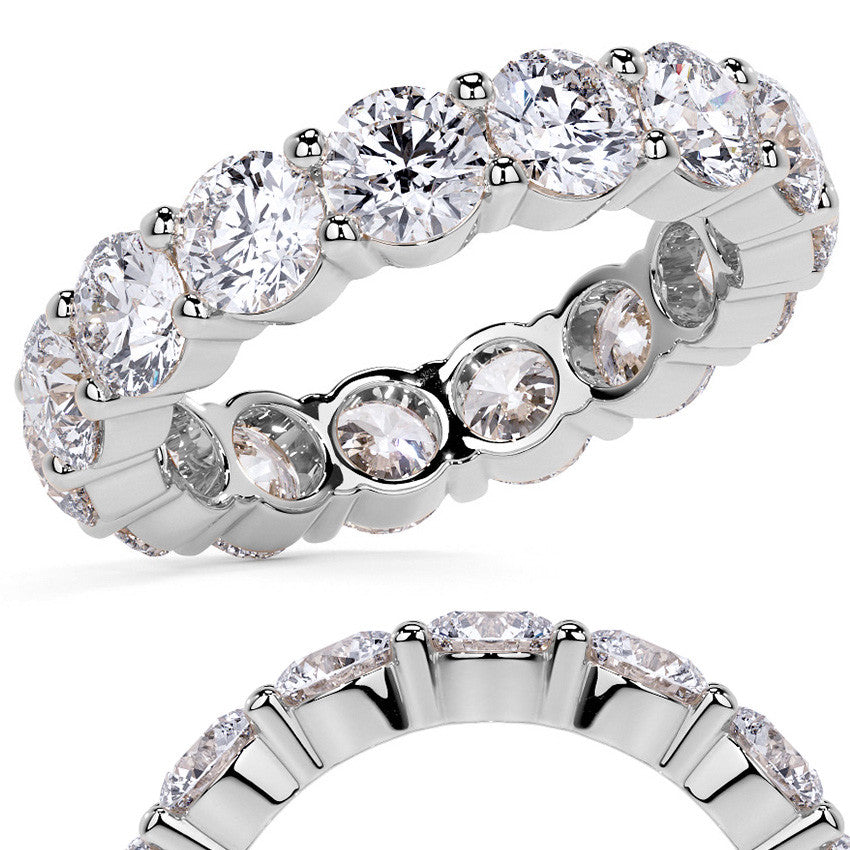 Round Brilliant Shared Prong Moissanite Eternity Ring 4.6ct - 5.2ct