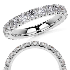 Round Brilliant French V-Split Prong Moissanite Eternity Ring 1.9ct - 2.2ct