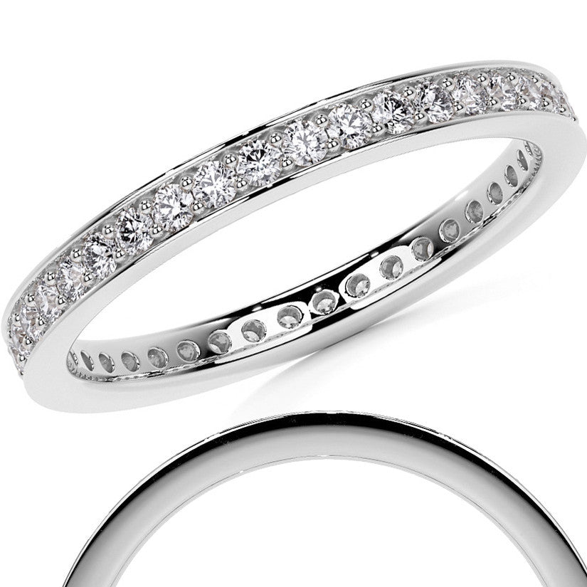 Round Brilliant Channel Bead Setting Moissanite Eternity Ring 0.5ct - 0.6ct