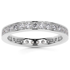 Round Brilliant Channel Bead Setting Moissanite Eternity Ring 0.7ct - 0.9ct