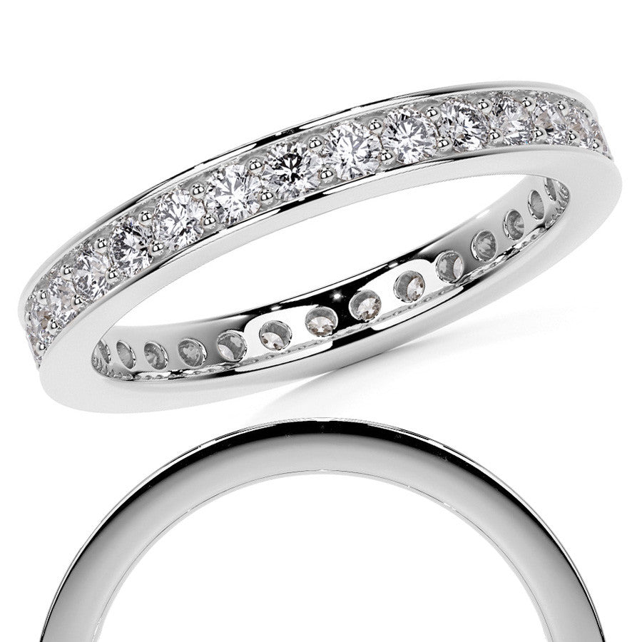Round Brilliant Channel Bead Setting Moissanite Eternity Ring 0.7ct - 0.9ct