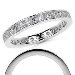 Round Brilliant Channel Bead Setting Moissanite Eternity Ring 0.7ct - 0.9ct