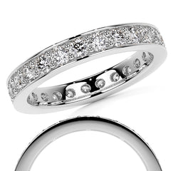 Round Brilliant Channel Bead Setting Moissanite Eternity Ring 1.2ct - 1.4ct