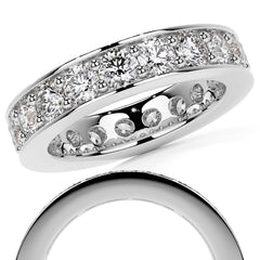 Round Brilliant Channel Bead Setting Moissanite Eternity Ring 2.4ct - 2.7ct