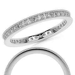 Round Brilliant Channel Bead with Milgrain Moissanite Eternity Ring 0.5ct - 0.6ct