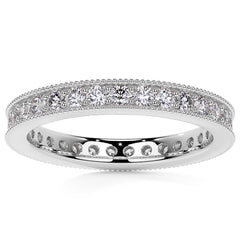 Round Brilliant Channel Bead with Milgrain Moissanite Eternity Ring 0.7ct - 0.9ct