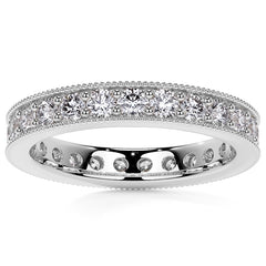 Round Brilliant Channel Bead with Milgrain Moissanite Eternity Ring 1.2ct - 1.4ct