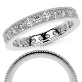 Round Brilliant Channel Bead with Milgrain Moissanite Eternity Ring 1.2ct - 1.4ct